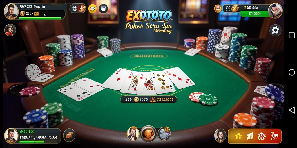 Tampilan gameplay Poker yang seru dan interaktif di EXOTOTO.
