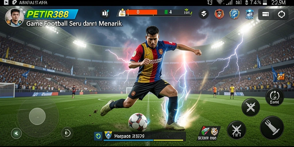 Screenshot game menunjukkan aksi seru dalam pertandingan sepak bola.